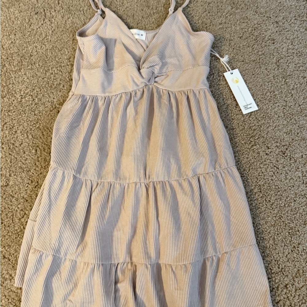 Ocean Drive Beige and White Striped Mini Dress